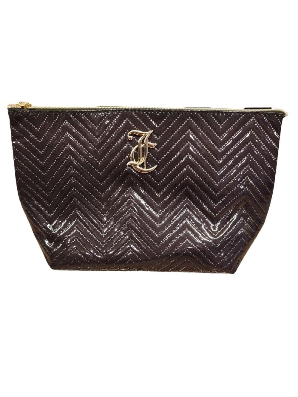 Juicy Couture Cosmetics Travel Bag, Glitter Black , Gold JC Logo, NWOT